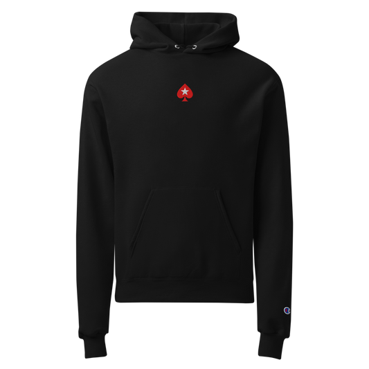 CHAMPION® Pro-Performance Hoodie — “Red Spade” Black | Grinder Edition
